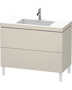 Duravit L-Cube vanity unit LC6938O9191 100 x 48 cm, 2000 tap hole, matt taupe, 2 pull-outs, floor-standing