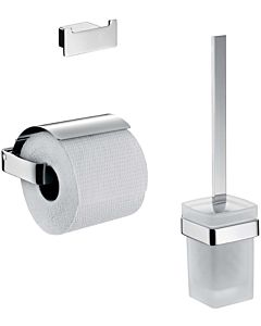 Emco Loft WC-Set 059800100 chrom, Papierhalter mit Deckel, Bürstengarnitur und Doppelhaken