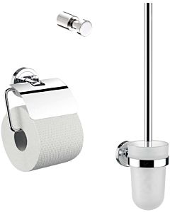Emco Polo WC-Set 079800100 chrom, Papierhalter mit Deckel, Bürstengarnitur und Haken