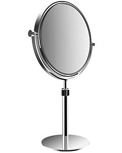 Emco Pure shaving/make-up mirror 109400119 Ø 201 mm, chrome, round, height-adjustable, standing mirror, triple