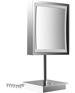 Emco Pure LED shaving/beauty mirror 109406015 203 mm, square, magnification 3x, standing model, chrome