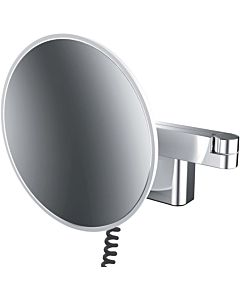 miroir de rasage / cosmétique LED Emco evo 109506040 chromé , grossissement chromé , Ø 209 mm, 2 bras, rond, connecteur