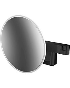 Emco evo LED shaving / cosmetic mirror 109513335 black, 5x magnification, Ø 209 mm, 2-arm, round, lightsystem