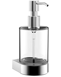 Emco Flow liquid soap dispenser 272100100 chrome, clear crystal glass, plastic dosing pump, wall model