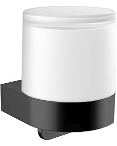 Emco Flow distributeur de savon liquide 272113301 noir, verre cristal, avec gobelet, finition satinée, modèle mural
