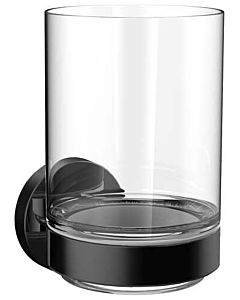 Emco Round glass holder 432013300 black, clear crystal glass