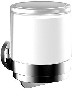 Emco Round one-hand liquid soap dispenser 432100101 chrome, wall model, cup with satin finish crystal glass