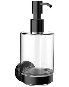 Emco Round Flüssigseifenspender 432113300 schwarz, Wandmodell, Kristallglas klar, Pumpe Kunststoff
