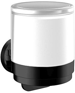 Emco Round one-hand liquid soap dispenser 432113301 black, wall model, cup with satin finish crystal glass