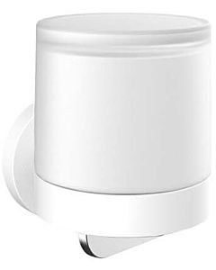 Emco Round one-hand liquid soap dispenser 432113901 white, wall model, cup with satin finish crystal glass
