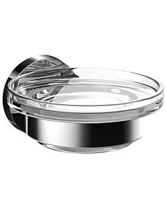 Emco Round soap dish 433000100 chrome, clear crystal glass bowl, in Halter