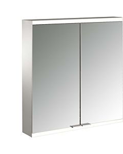 Emco prime armoire à miroir éclairée en saillie 949706223 600x700mm, 2 portes, aluminium/miroir