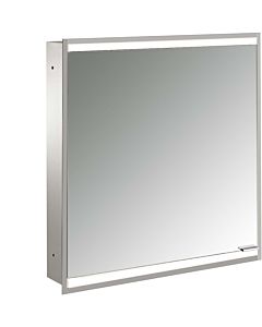 Emco prime armoire à miroir éclairée à encastrer 949706231 600x730mm, porte 2000 , charnières à gauche, aluminium/miroir