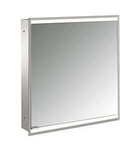Emco prime armoire à miroir éclairée à encastrer 949706332 600x730mm, porte 2000 , charnières à droite, aluminium/blanc