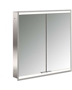 Emco prime armoire à miroir éclairée à encastrer 949706333 600x730mm, 2 portes, aluminium/blanc