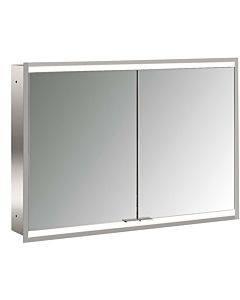 Emco prime armoire à miroir éclairée à encastrer 949706355 1000x730mm, 2 portes, aluminium/blanc