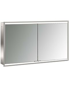 Emco prime armoire à miroir éclairée à encastrer 949706356 1200x730mm, 2 portes, aluminium/blanc