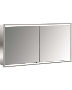 Emco prime armoire à miroir éclairée à encastrer 949706257 1300x730mm, 2 portes, aluminium/miroir