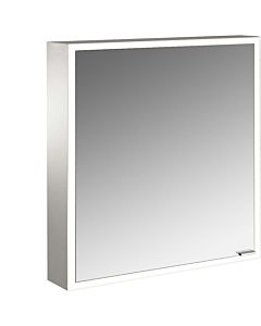 Emco prime armoire à miroir éclairée en saillie 949706359 600x700mm, porte 2000 , charnières à gauche, aluminium/blanc