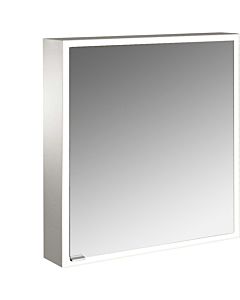 Emco prime armoire à miroir éclairée en saillie 949706360 600x700mm, porte 2000 , charnières à droite, aluminium/blanc