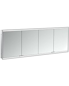 Emco prime armoire à miroir éclairée à encastrer 949706367 2000x730mm, 4 portes, aluminium/blanc