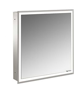 Emco prime armoire à miroir éclairée à encastrer 949706269 600x730mm, porte 2000 , charnières à gauche, aluminium/miroir