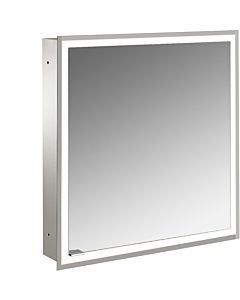 Emco prime armoire à miroir éclairée à encastrer 949706270 600x730mm, porte 2000 , charnières à droite, aluminium/miroir