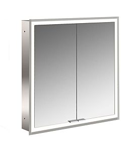 Emco prime armoire à miroir éclairée à encastrer 949706371 600x730mm, 2 portes, aluminium/blanc