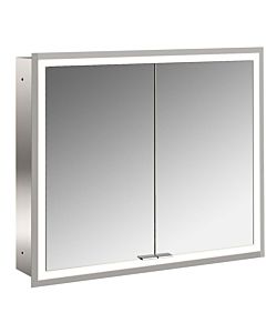 Emco prime armoire à miroir éclairée à encastrer 949706372 800x730mm, 2 portes, aluminium/blanc