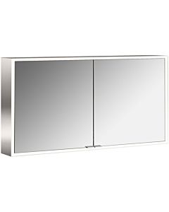 Emco prime armoire à miroir éclairée en saillie 949706385 1300x700mm, 2 portes, aluminium/blanc