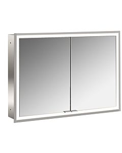 Emco prime armoire à miroir éclairée à encastrer 949706393 1000x730mm, 2 portes, aluminium/blanc