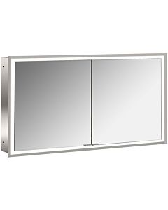 Emco prime armoire à miroir éclairée à encastrer 949706295 1300x730mm, 2 portes, aluminium/miroir