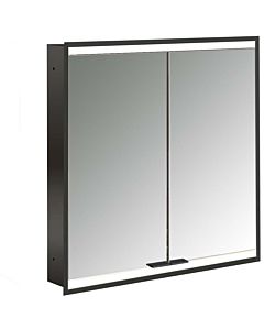Emco prime armoire à miroir éclairée à encastrer 949713533 600x730mm, 2 portes, noir/miroir