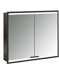 Emco prime armoire à miroir éclairée à encastrer 949713534 800x730mm, 2 portes, noir/miroir