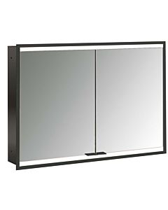 Emco prime armoire à miroir éclairée à encastrer 949713555 1000x730mm, 2 portes, noir/miroir