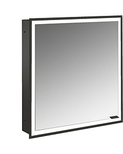 Emco prime flush-mounted illuminated mirror cabinet 949713569 600x730mm, 2000 door, hinged left, black/mirror