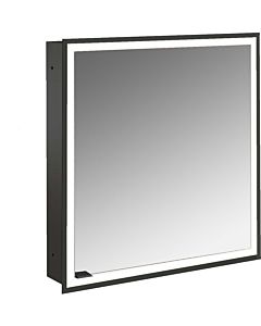 Emco prime armoire à miroir éclairée à encastrer 949713570 600x730mm, porte 2000 , charnières à droite, noir/miroir