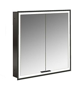 Emco prime armoire à miroir éclairée à encastrer 949713571 600x730mm, 2 portes, noir/miroir