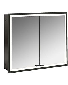 Emco prime armoire à miroir éclairée à encastrer 949713572 800x730mm, 2 portes, noir/miroir