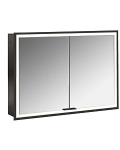 Emco prime flush-mounted illuminated mirror cabinet 949713593 1000x730mm, 2 doors, black/mirror