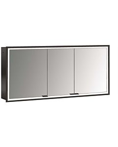 Emco prime flush-mounted illuminated mirror cabinet 949713597 1400x730mm, 3 doors, black/mirror