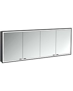 Emco prime Unterputz-Lichtspiegelschrank 949713598 1800x730mm, 4-türig, schwarz/spiegel