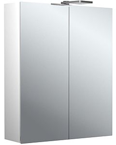 Emco pure 2 style surface-mounted illuminated mirror cabinet 979705302 600x721mm, with LED top light, 2 doors, aluminium