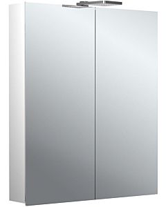 Emco flat 2 style armoire à miroir éclairée en saillie 979706302 600x721mm, éclairage supérieur à LED, 2 portes, aluminium