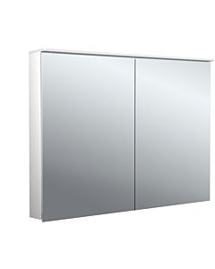 Emco flat 2 armoire à miroir éclairée en saillie design 979706404 1000x711mm, LED, avec voile de lumière, 2 portes, aluminium