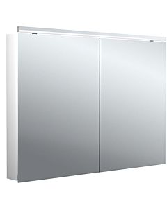 Emco flat 2 Classic surface-mounted illuminated mirror cabinet 979706504 1000x729mm, LED top light, 2 doors, aluminium