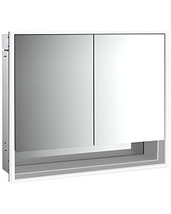 Emco Loft armoire à miroir éclairée à encastrer 979805207 800x733mm, avec compartiment inférieur, LED, 2 portes, aluminium/ Spiegel