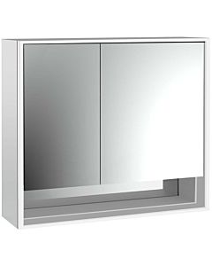 Emco Loft armoire à miroir éclairée en saillie 979805208 800x733mm, compartiment inférieur, LED, 2 portes, porte large à droite, aluminium/ Spiegel