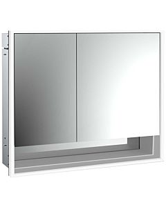 Emco Loft armoire à miroir éclairée à encastrer 979805209 800x733mm, compartiment inférieur, LED, 2 portes, porte large à droite, aluminium/ Spiegel