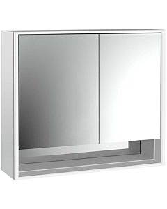 Emco Loft armoire à miroir éclairée en saillie 979805210 800x733mm, compartiment inférieur LED, 2 portes, porte large à gauche, aluminium/ Spiegel
